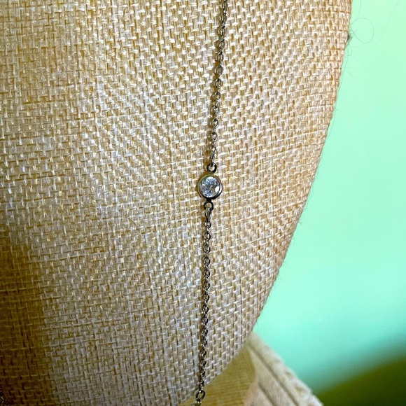 Gold white stone station necklace - Picture 6 of 6